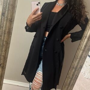 Prelude vintage lace trench style jacket blazer dress VTG